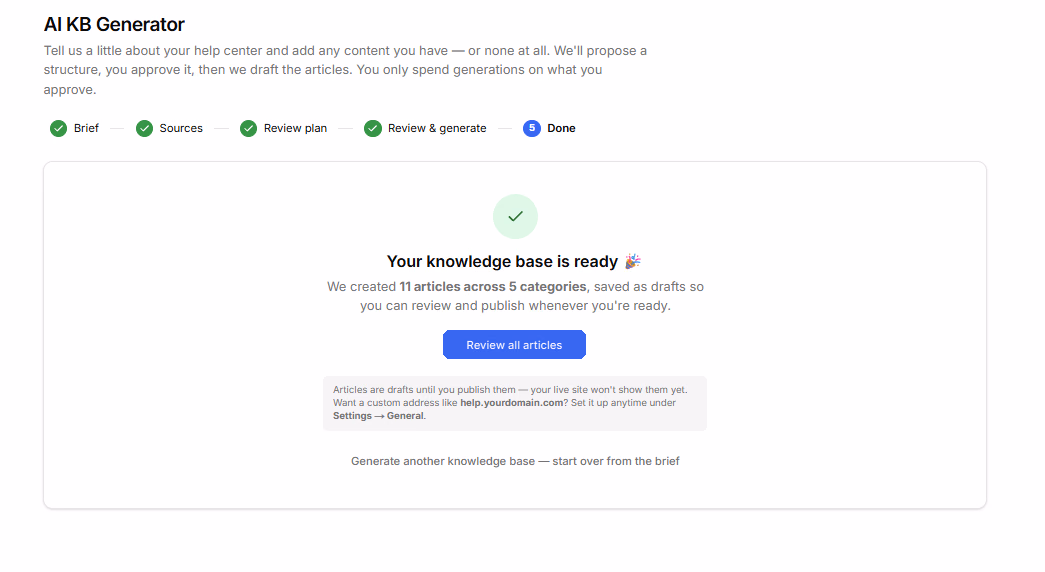 Starting a knowledge base shouldn't mean starting from a blank page screenshot
