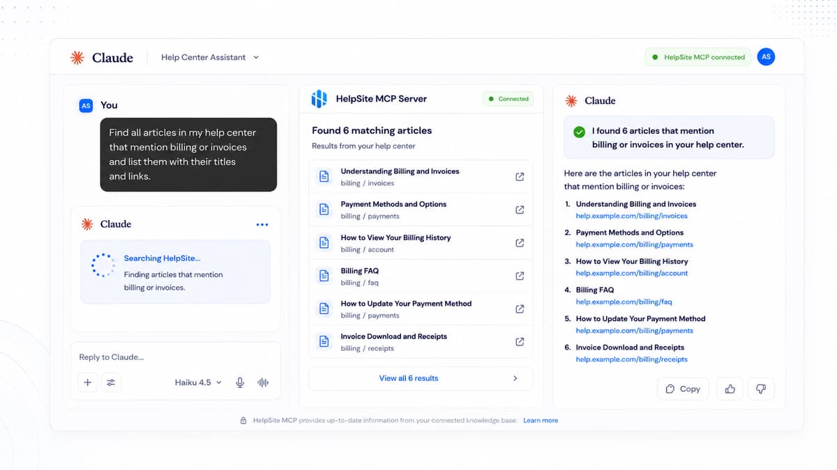 Prompt examples for using HelpSite MCP Server with AI tools