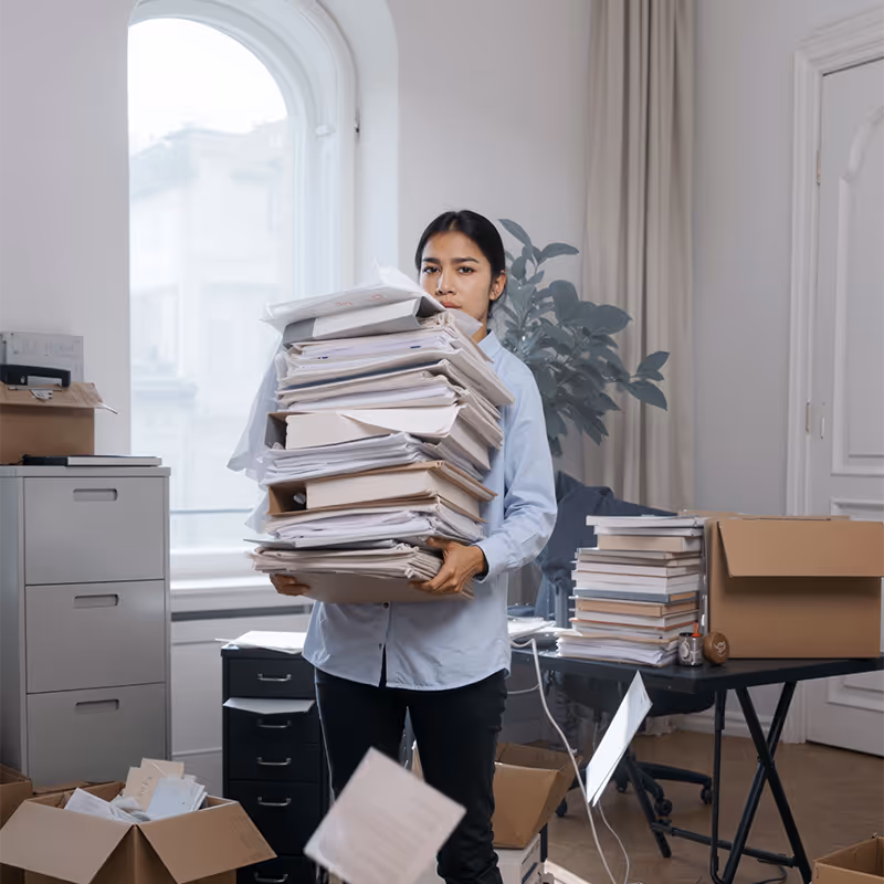 Person holding documents, representing disorganized knowledge
