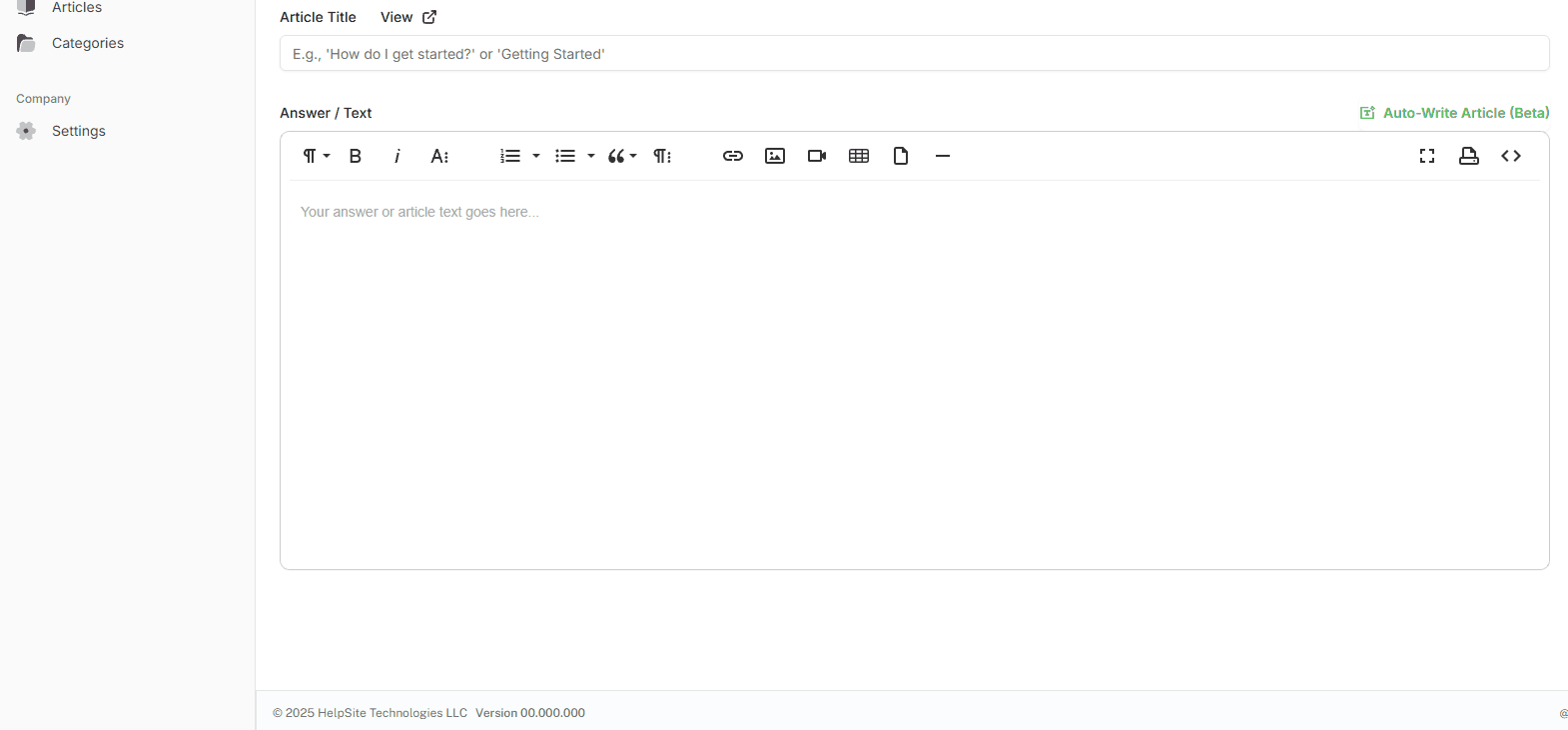 2. Use HelpSite’s AI article assistant